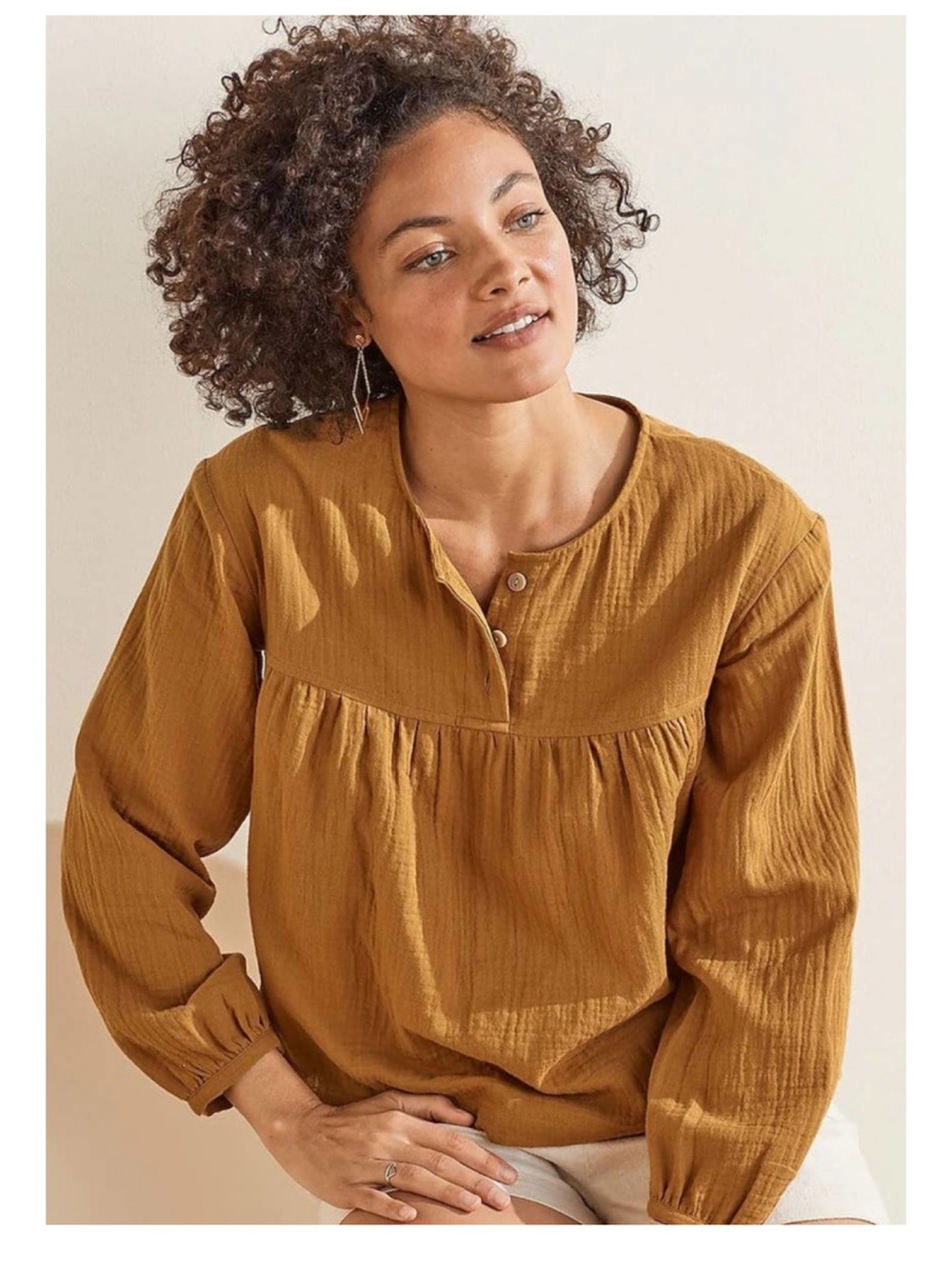 UpWest Henley Swing Gauze Blouse XS